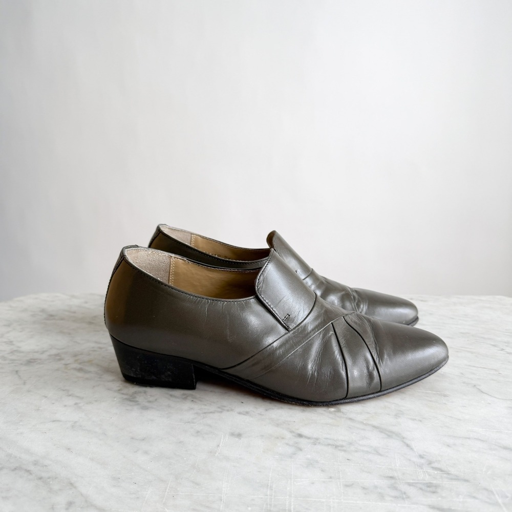 Giorgio Brutini gray leather heeled loafers men's size 7.5 women's 9.5